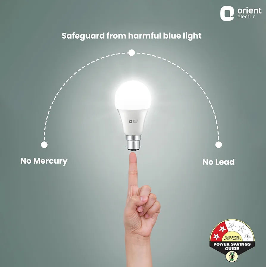 Orient Electric High Glo LED Bulb 15W, Cool white light, 6500K, B22d, Pack of 1