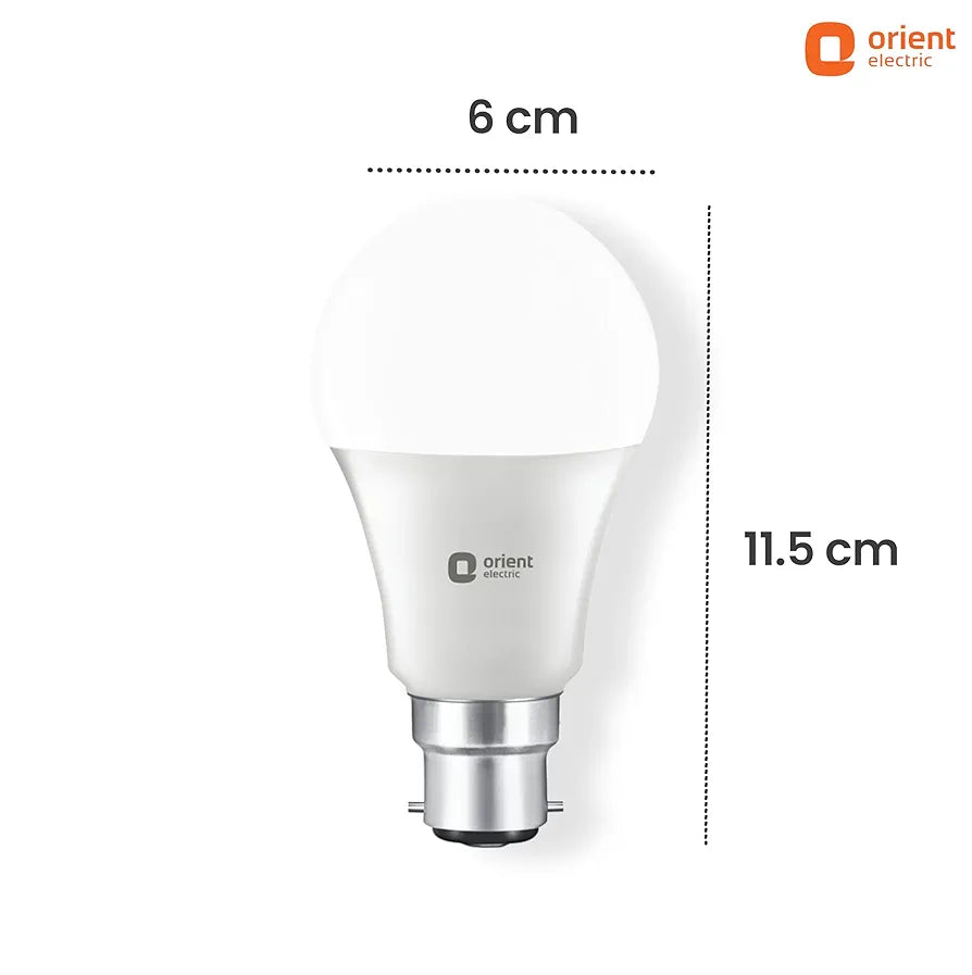 Orient Electric 9W High Glow LED bulb| 180-degree wide beam angle| Voltage surge protection up to 4 kV| 6500K, Cool White| B22d base| Made in India| Pack of 4