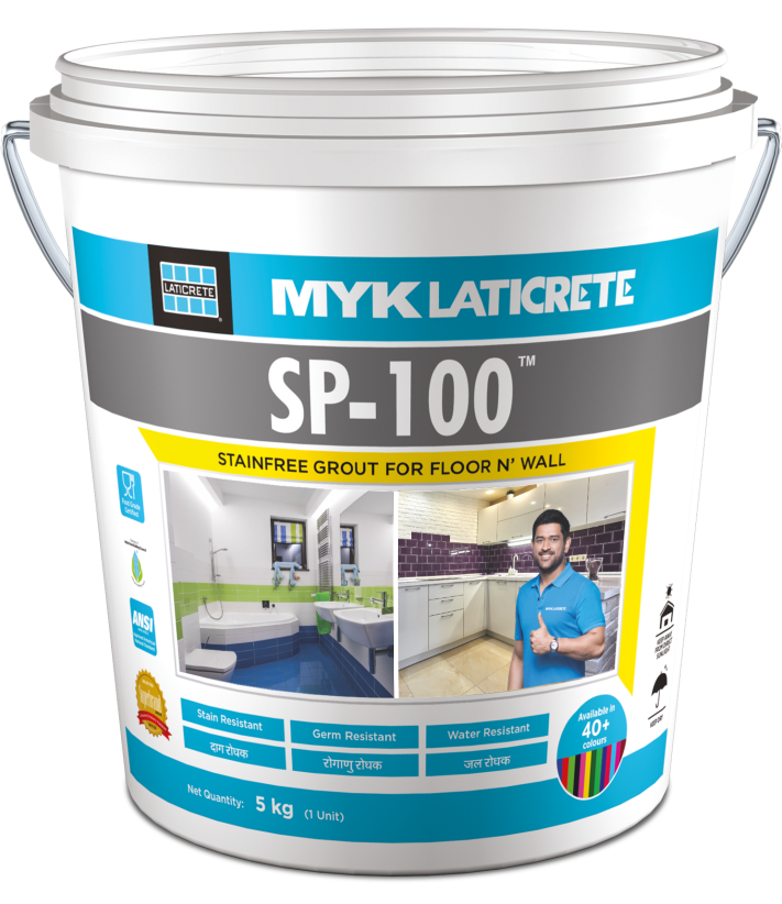 MYK LATICRETE SP-100 Stain Free Epoxy Grout For Floor &Wall 5Kg (Hardener : 350G Resin : 900Gm & Filler 3.75Gm)