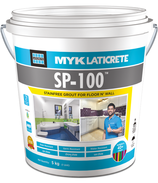 MYK LATICRETE SP-100 Stain Free Epoxy Grout For Floor &Wall 5Kg (Hardener : 350G Resin : 900Gm & Filler 3.75Gm)